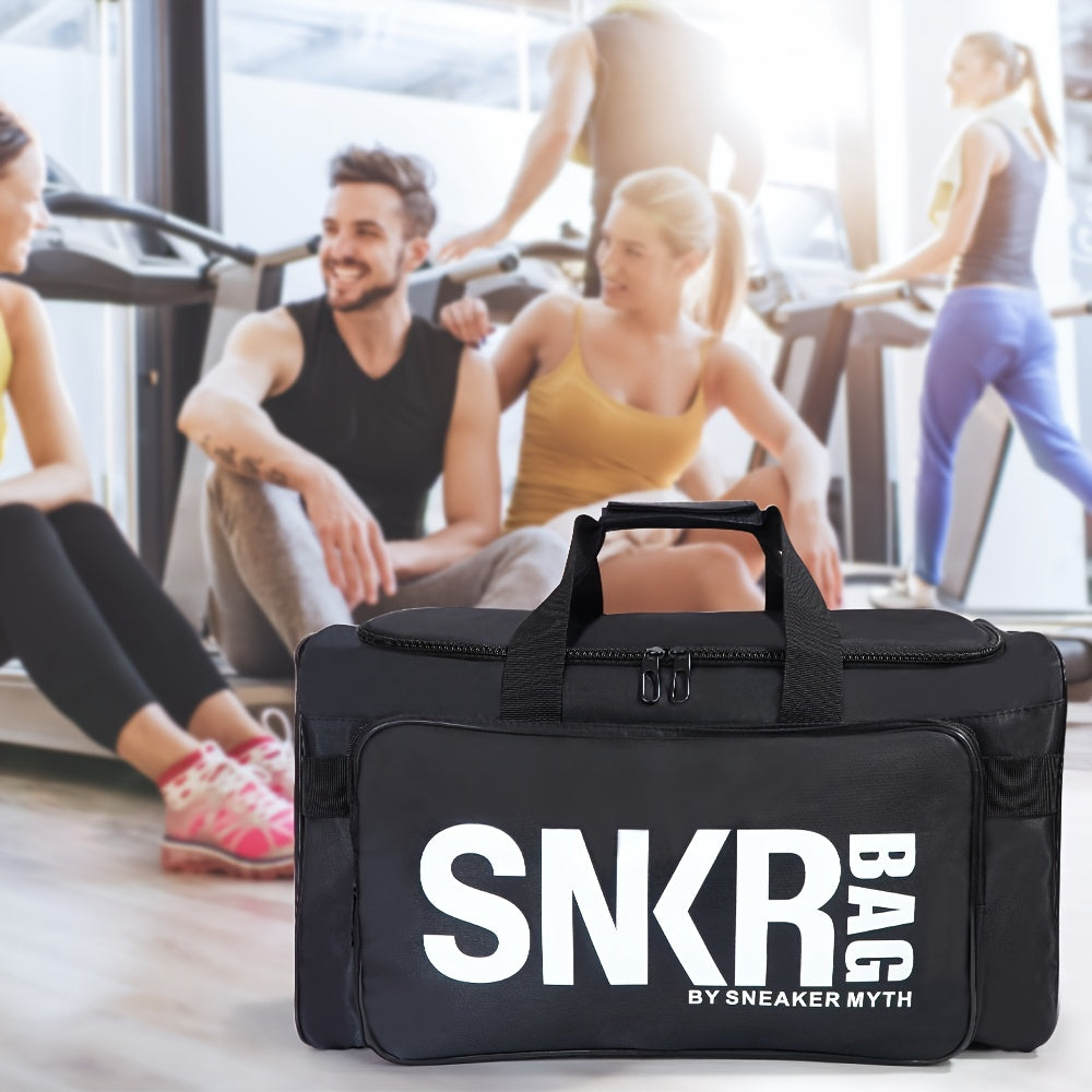 Ultra-Lightweight Sports Bag - Spacious Zippered Gym Duffel with Stylish Letter Pattern - Perfect for Basketball Training and Everyday Use