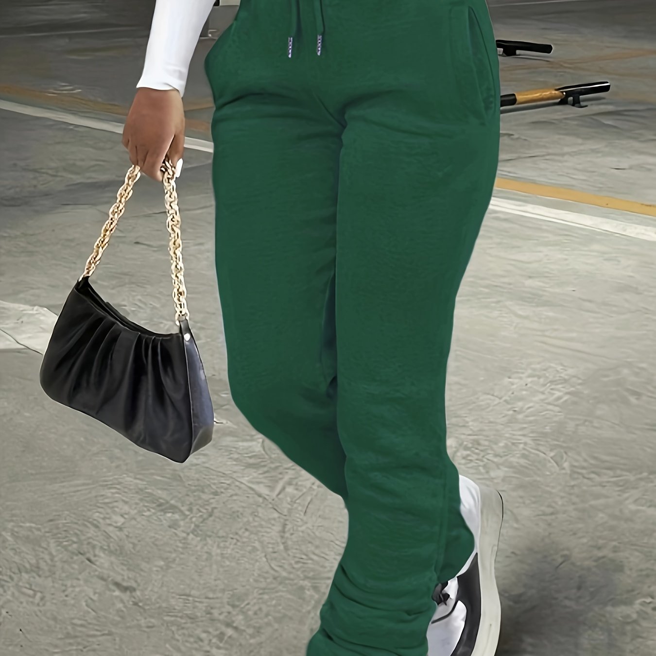 Slant Pockets Drawstring Pants, Casual Loose Pants For Fall & Winter, Women's Clothing