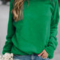 Solid Pullover Sweatshirt, Long Sleeve Crew Neck Sweatshirt, Casual Tops For Fall & Winter, Women's Clothing