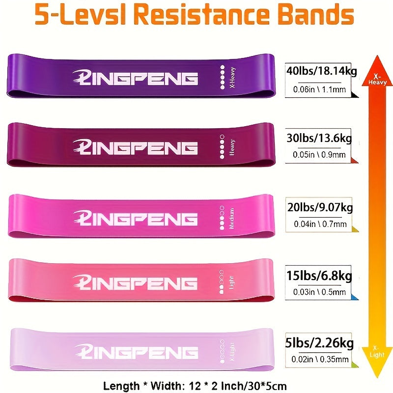 Resistance Bands - 5 Levels, Workout Band for Butt & Legs, Fitness Stretch Band | 1pc/5pcs