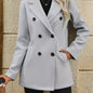 Elegant Double Breasted Long Sleeve Pea Coat - Women's Classic Outerwear with Pockets, Lapel Design, and Chic Style - Perfect for Winter and Formal Occasions