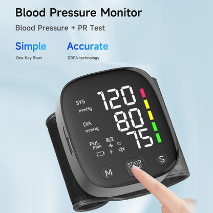 AccurateCare Wrist Blood Pressure Monitor - Rechargeable Sphygmomanometer with English Voice Broadcast, Storage Box, and Built-in Lithium Battery for Easy Monitoring at Home or On-The-Go