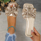 Fashionable Bowknot Slide Sandals - Solid Color Square Toe, Slip-On & Non-slip - Ultra-Flat, Lightweight for Effortless Summer Beach Wear