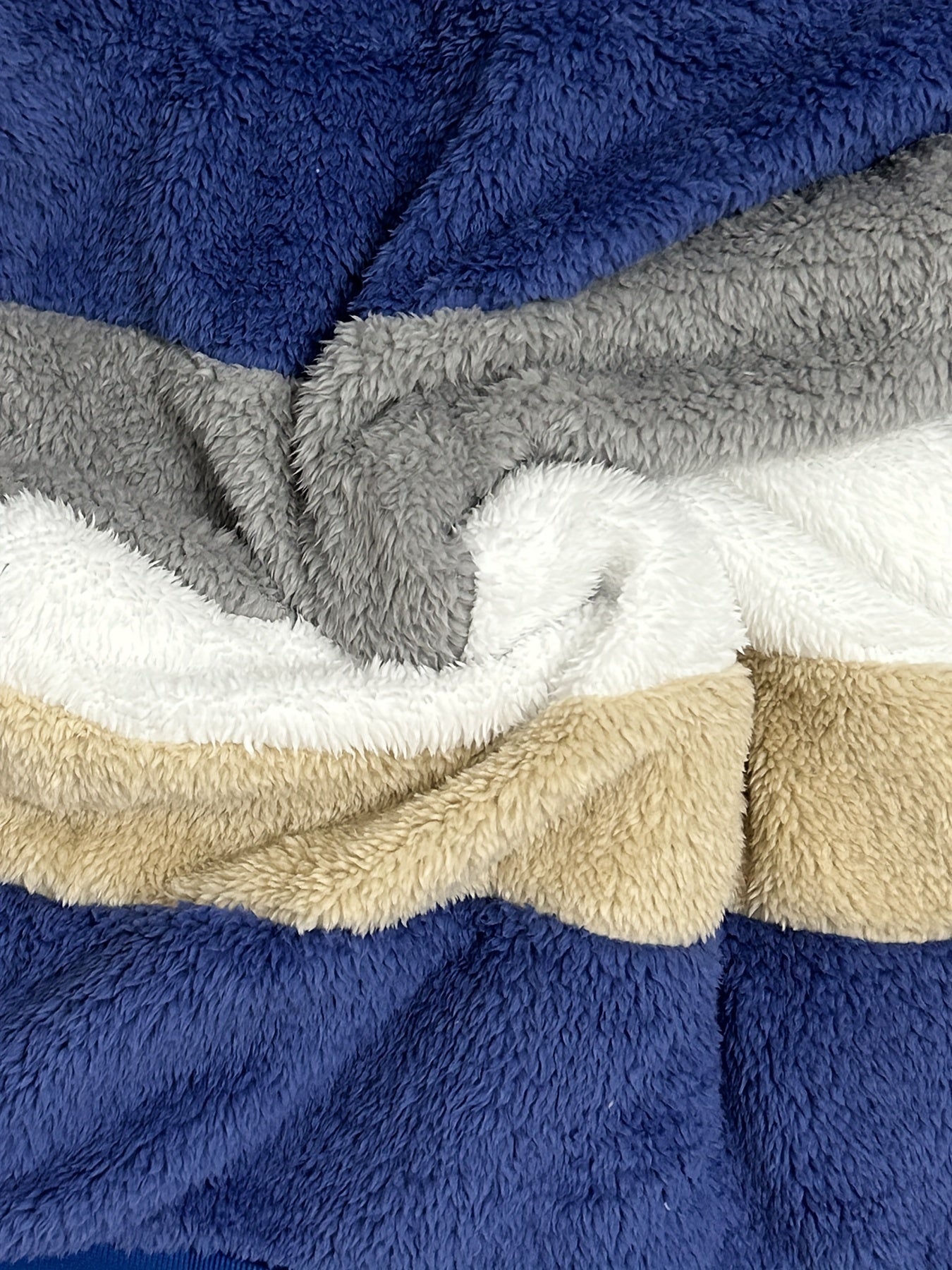 Ultra-Soft Color Block Fuzzy Hooded Coat - Stylish Winter Warm Outerwear with Full-Length Sleeves - Perfect for Casual Wear - Womens Clothing