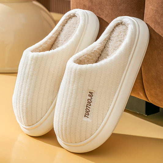 Warm & Cozy Striped Slippers: Soft, Fluffy Indoor Comfort with Non-Slip Grip for Winter