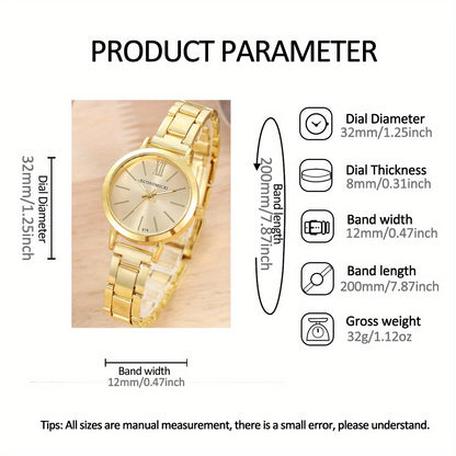 1pc/2pcs/set Women's Watch Hiphop Golden Fashion Quartz Watch & Love Bangle, Valentines Gift For Her