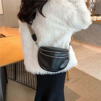 Elegant Convertible Faux Leather Bag: Chic Fanny Pack/Crossbody with Secure Zip & Adjustable Wide Strap for Stylish Women
