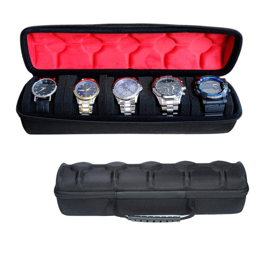 5 Slots Watch Travel Case, Watch Roll Case Storage And Organizer For Men And Women, With Watch Pillow, Watch Box Holder Display Cabinet