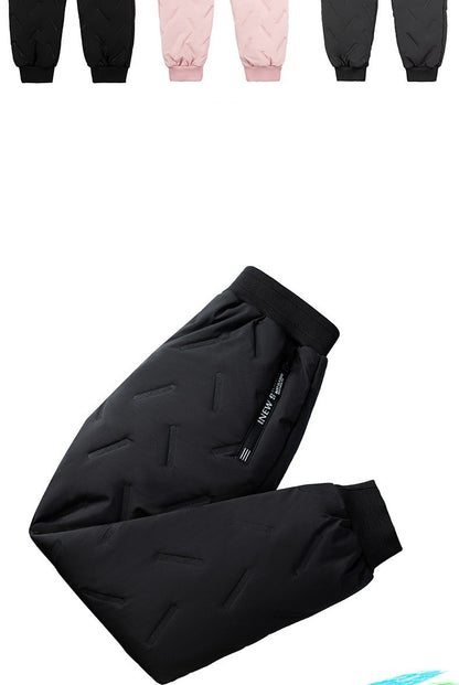 Thick Waterproof Boys Down Pants for Winter, Outdoor Kids Clothes with Side Pocket