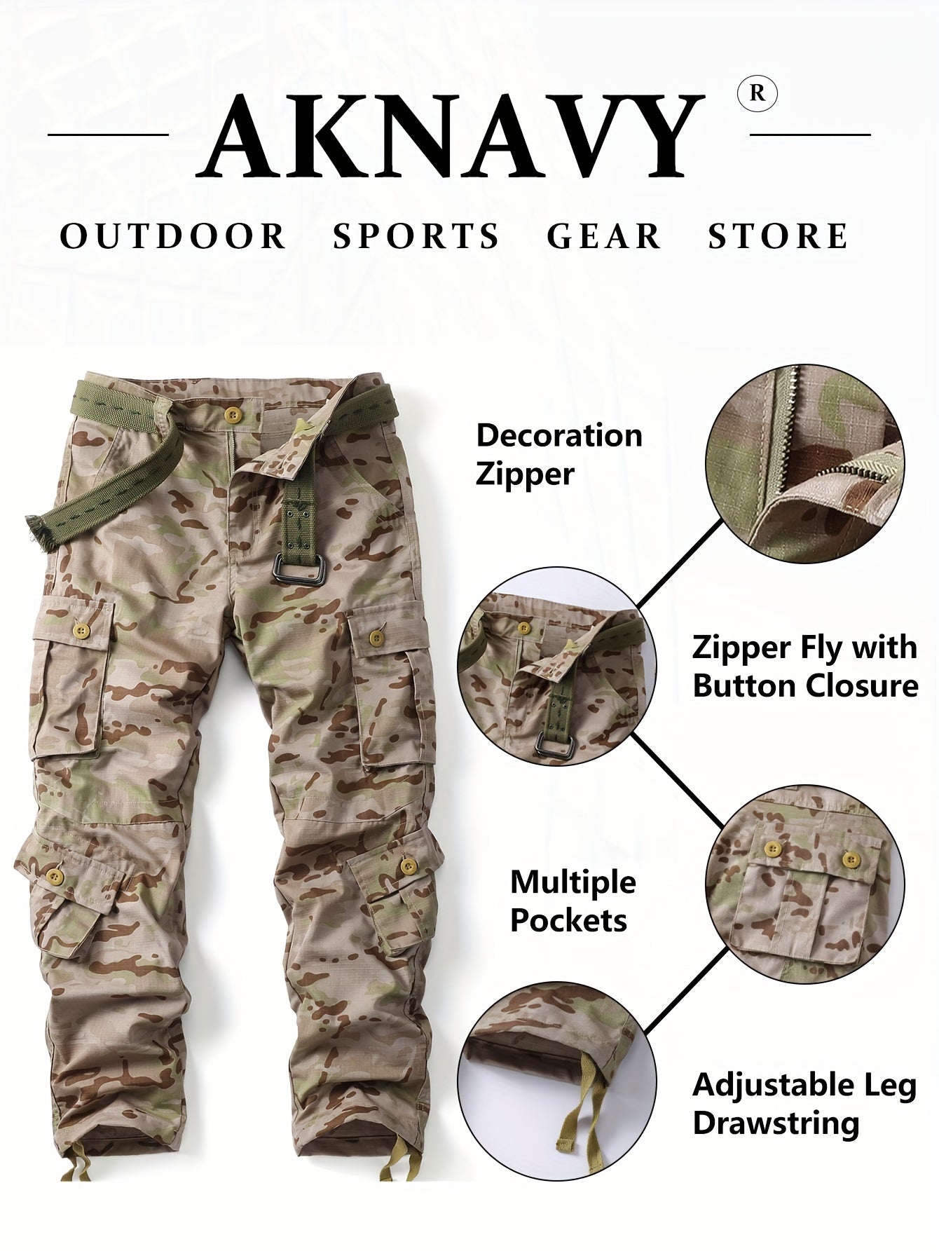 Men's Snake Skin Camo Cargo Pants - Multi-Pocket, Trendy, Outdoor, Streetwear-Ready Trousers with Durable Fabric and Practical Design