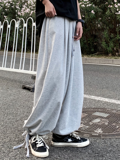 Solid Drawstring Baggy Pants, Casual Pocket Pants For Spring & Fall, Women's Clothing
