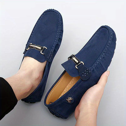 Men's Moccasin Loafer Shoes With Metallic Decor, Comfy Non-slip Slip On Shoes, Men's Shoes, Spring And Summer