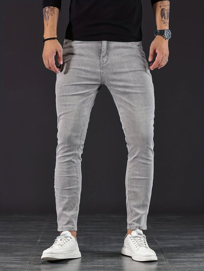 Mens Slim Fit Flex Denim Jeans - Ruggedly Distressed Streetwear with Comfortable Medium Stretch - Fashionable Casual Elegance
