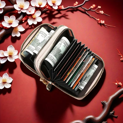 Stylish Womens Double Zipper Wallet - Compact Short Card Holder with Large Capacity, Practical Coin Purse for Everyday Use