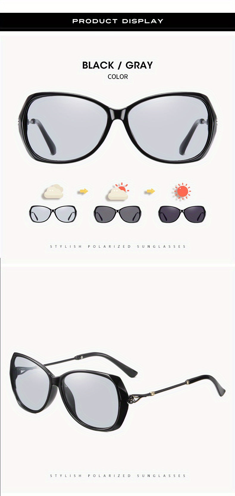 Fashion Design HD Photochromic Sunglasses For Women Polarized Glasses Driving Travel Oversized Ultralight Luxury Ladies Eyewear best gifts for Mother's Day