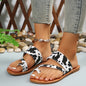 Women's Cow Pattern Slide Sandals - Casual Loop Toe Flat Summer Shoes, Lightweight & Comfortable - For Women - Perfect for Summer Beach & Casual Wear - Ideal Gift for Cow Lovers