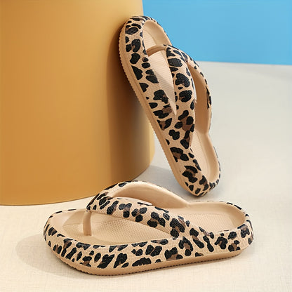 Vibrant Leopard Print EVA Flip Flops - Ultra-Soft, Wear-Resistant, and Cushioned Sole for Comfortable Walking - Perfect Indoor and Outdoor Beach Shoes for Summer
