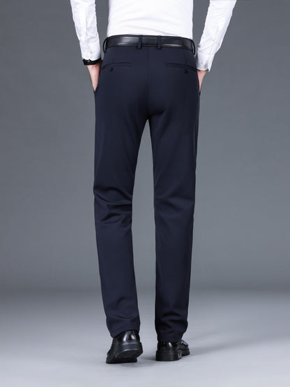 Men's Warm Thick Stretch Dress Pants for Fall/Winter Business Formal Wear