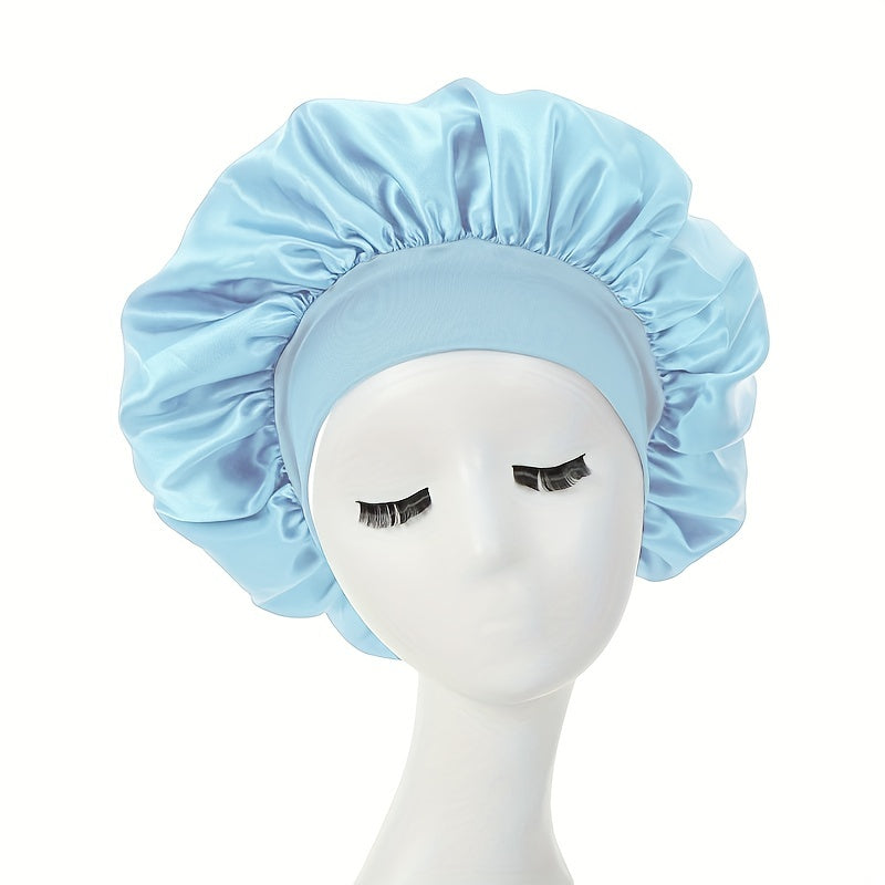 1pc Silky Satin Bonnet for Curly Hair - Wide Band Night Sleep Cap for Girls and Women - Soft and Comfortable Hair Cover for Sleeping and Styling