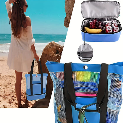 Minimalist Double Layer Beach Bag, Lightweight Versatile Travel Bag, All-Match Outdoor Bag With Insulated Layer