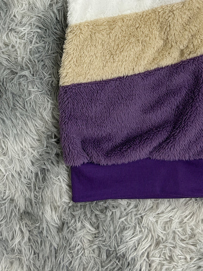 Ultra-Soft Color Block Fuzzy Hooded Coat - Stylish Winter Warm Outerwear with Full-Length Sleeves - Perfect for Casual Wear - Womens Clothing