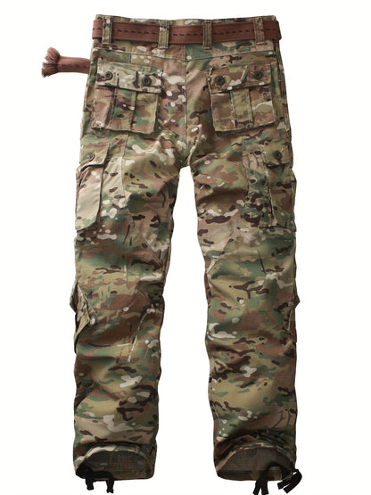 Mens Camouflage Cargo Pants - Stylish Pockets, Relaxed Loose Fit, Durable Outdoor Work Pants for Casual Hiking Adventures
