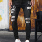 Slim Fit Ripped Jeans, Men's Casual Street Style Distressed Medium Stretch Denim Pants