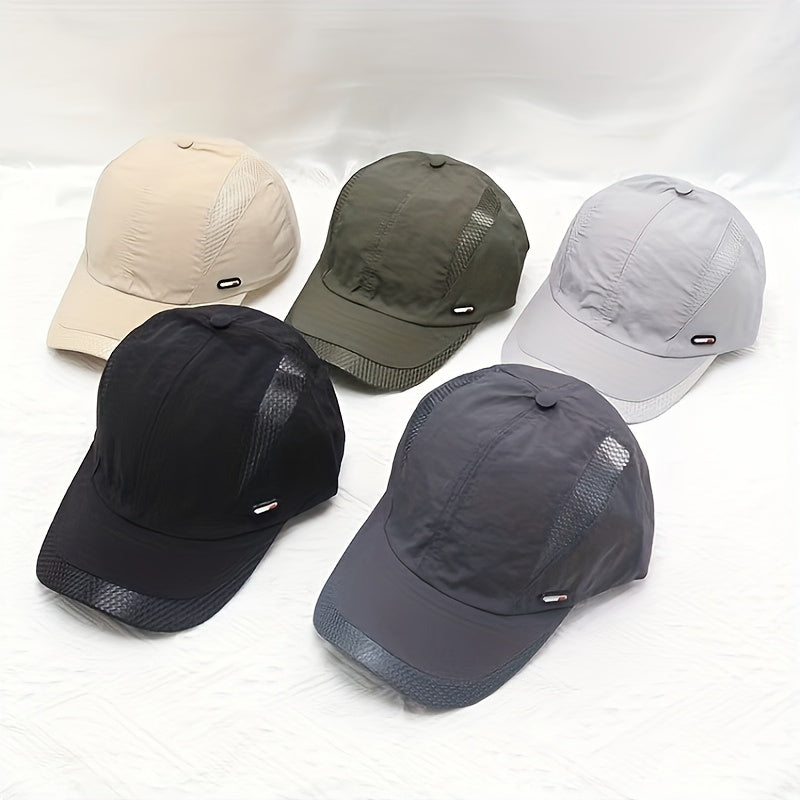 Thin Style Quick-Dry Baseball Cap Mesh Hat for Men, Summer Breathable Outdoor Fishing Sun Visor Duckbill Cap