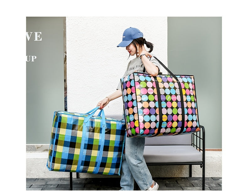 1pc Large Capacity Hanging Storage Bag, Moving Packaging Storage Bag, Waterproof Storage Bag With Zippers & Reinforced Handle, Suitable For Student Back To School