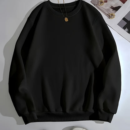 Fashion Casual Sports Round Neck Sweatshirt, Solid Color Active Pullover Tops, Women's Tops