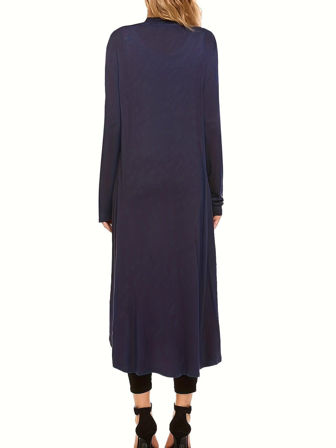 Cozy Long Length Cardigan Sweater - Soft Open Front Drape Knit Design, Casual Long Sleeve, Relaxed Fit, Women's Clothing for Everyday Wear