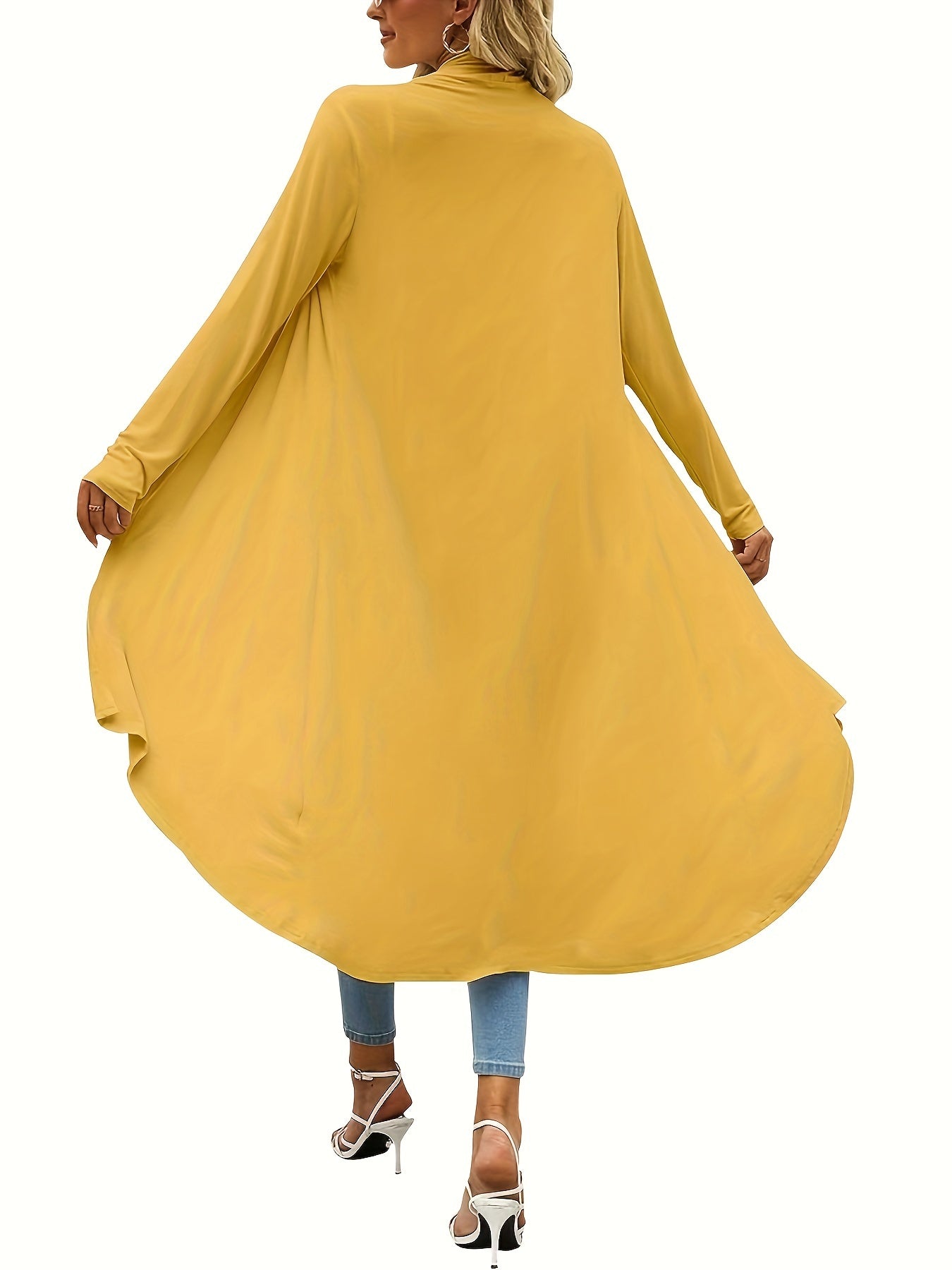 Cozy Long Length Cardigan Sweater - Soft Open Front Drape Knit Design, Casual Long Sleeve, Relaxed Fit, Women's Clothing for Everyday Wear