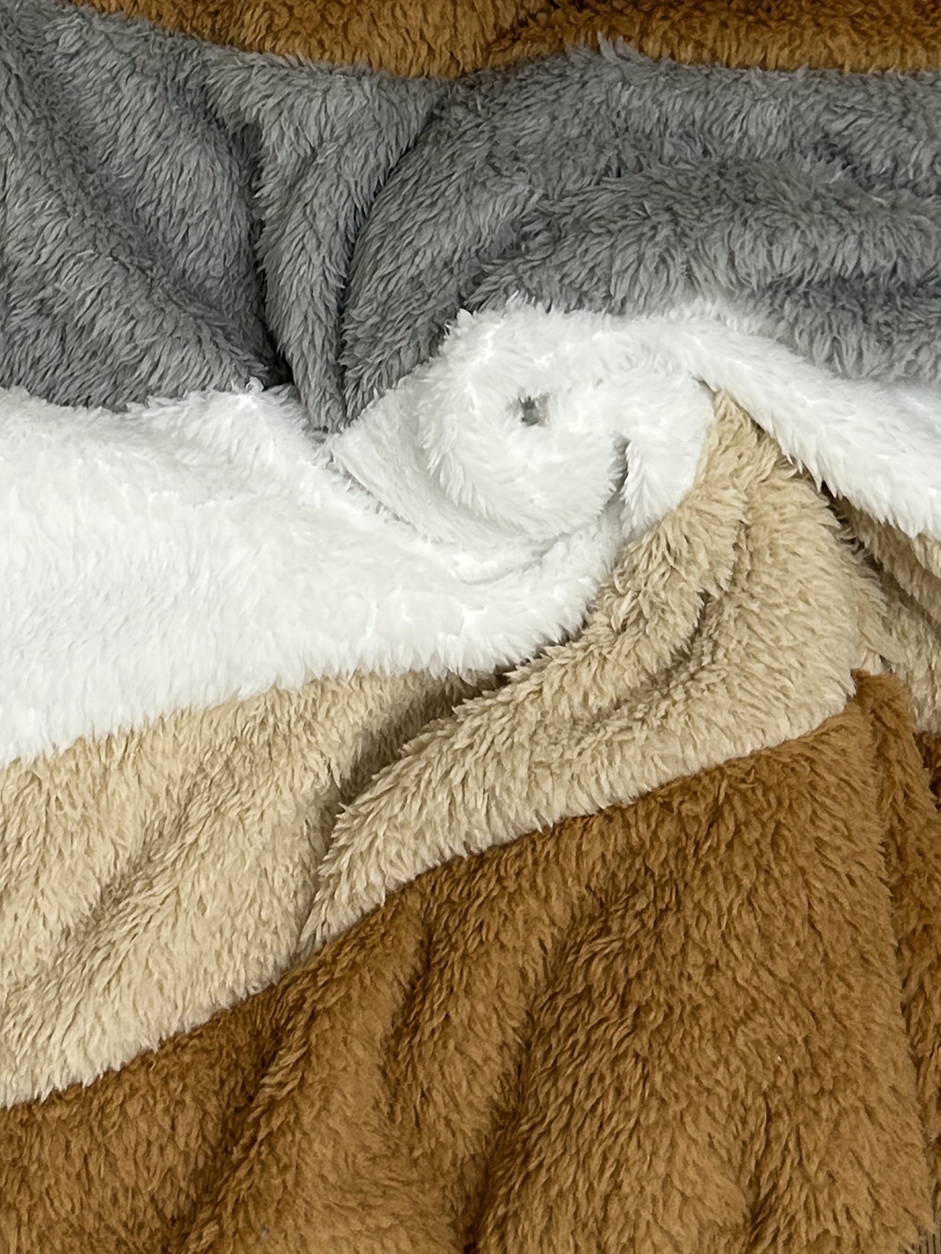 Ultra-Soft Color Block Fuzzy Hooded Coat - Stylish Winter Warm Outerwear with Full-Length Sleeves - Perfect for Casual Wear - Womens Clothing