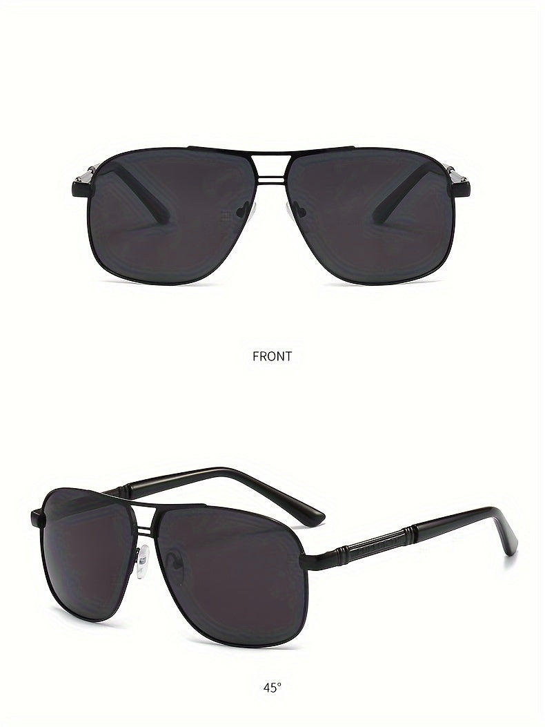 2pcs Retro-Style Men's Glasses With Polarized Lenses, PC Frame, Perfect For Outdoor Activities, Business, Travel, And Everyday Wear