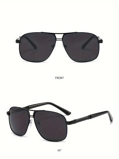 2pcs Retro-Style Men's Glasses With Polarized Lenses, PC Frame, Perfect For Outdoor Activities, Business, Travel, And Everyday Wear