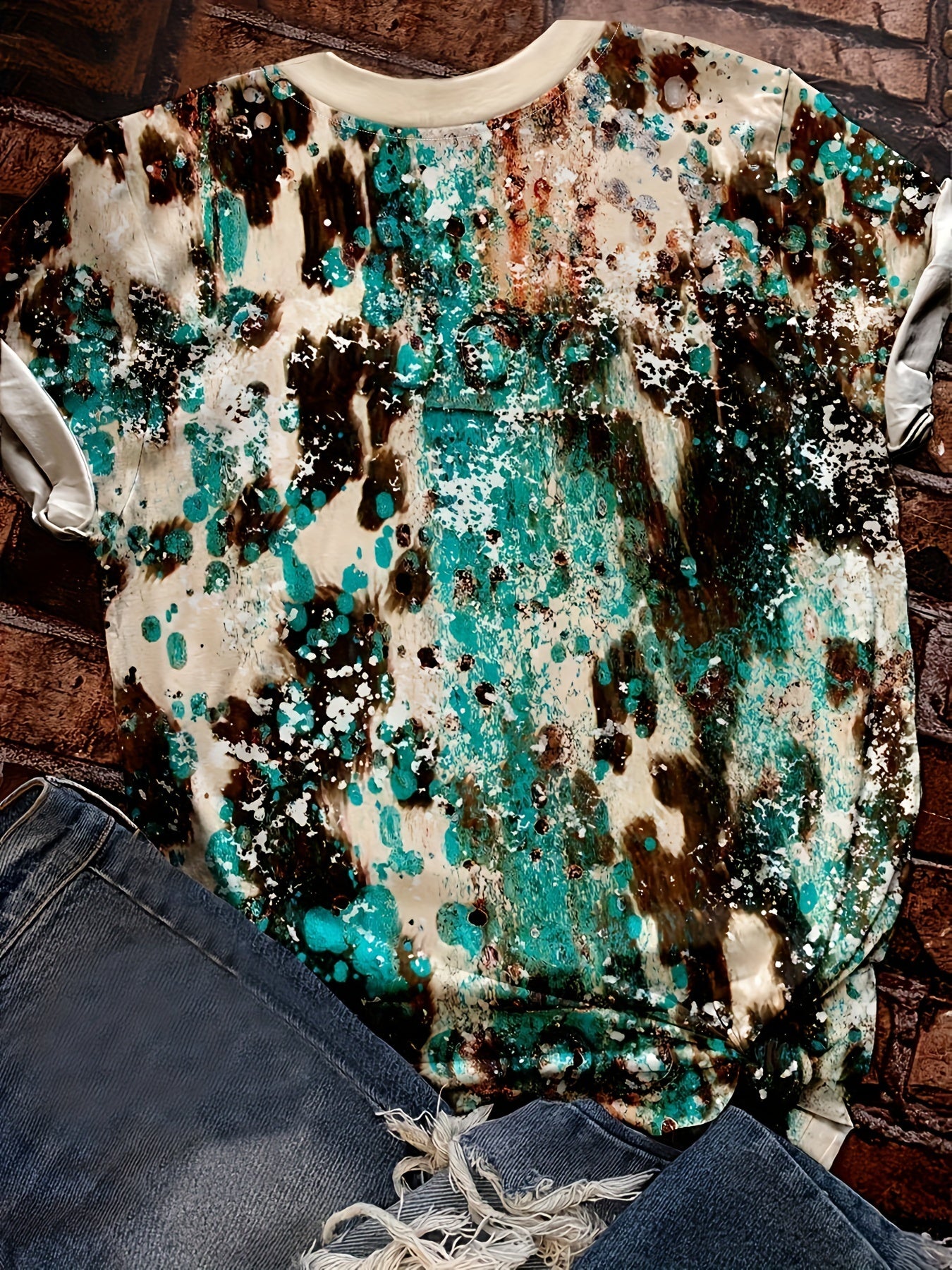 This Is God Country Letter Print T-shirt, Casual Vintage Crew Neck Short Sleeve T-shirt, Women's Clothing