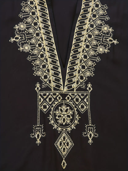 Bohemian Golden Embroidered Plus Size Maxi Dress with Bat Sleeves for Ramadan