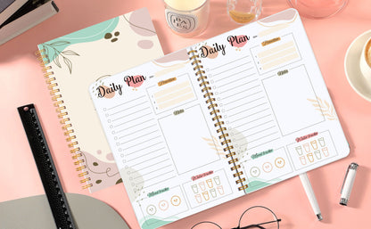 1pc Undated Daily Planner Notebook - Planning Pads with Priorities, Notes, Mood & Water Tracker, To-Do List, and 52 Sheets of 8*5.5 Space for Customized Organization and Goal Setting