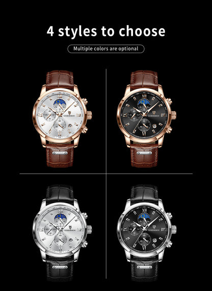 LIGE Men Watch Luxury PU Leather Sport Quartz Wristwatch Chronograph Watch For Men Masculino Men Gift Christmas Gift