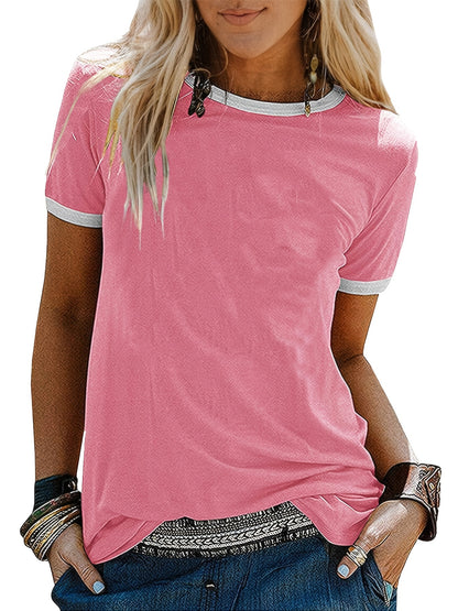 Loose Crew Neck T-shirt, Casual Simple Short Sleeve Summer T-Shirts Tops, Women's Clothing
