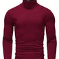 Long-Sleeved Multicolor Turtleneck Shirt for Men - Soft Medium Stretch Polyester Fabric, Regular Fit, High Neck Collar, Machine Washable, Perfect for Spring and Fall Seasons