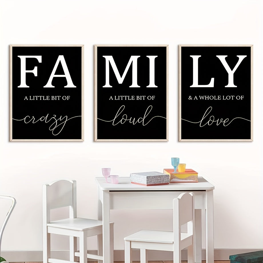 Luxury Minimalist 3pcs/set Frameless Canvas Wall Art - Decorative Paintings for Living Room - Family Writing No Frame