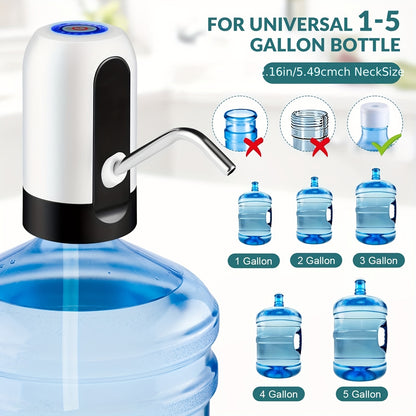USB-Rechargeable Automatic Water Bottle Pump: Fits 3-5 Gallon Bottles - Portable, Safe & Versatile for Camping, Home, and More