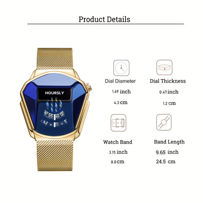 Men's Watch With A Unique Large Dial, Quartz Watch For Men, Racing Steel Strap Set