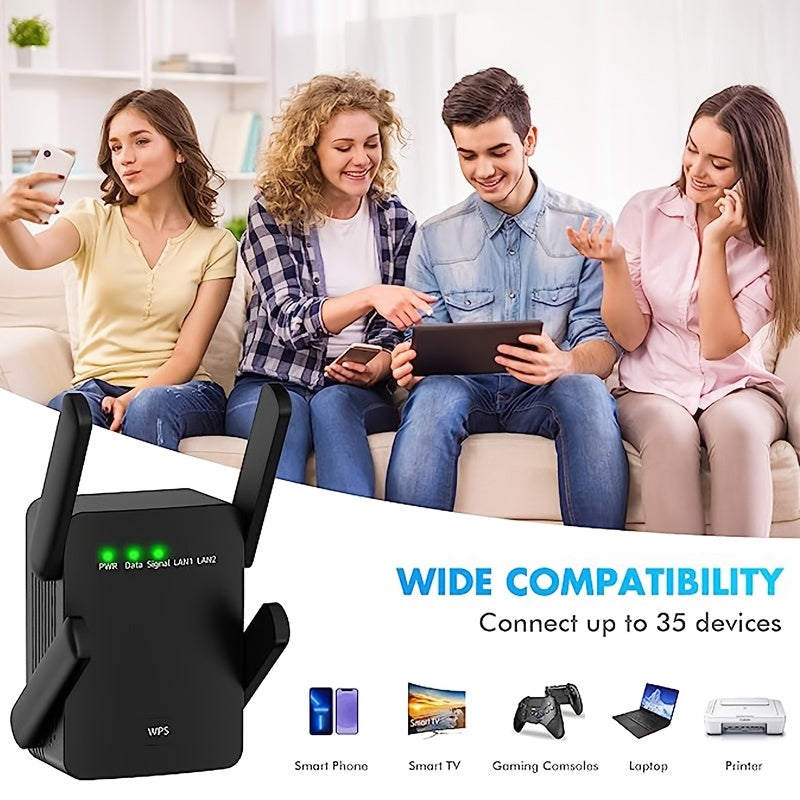 [Wireless Signal Booster] Up to 6500 Sq.Ft WiFi Extender Signal Booster for Home - Wireless Internet Repeater Range Coverage for 45+ Devices