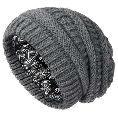 1pc Premium Winter Slouchy Beanie Hat - Soft Satin Lined, Chunky Cable Knit, Warm and Cozy, Ideal Gift for Men, Perfect for Cold Weather, Outdoor Activities, and Casual Daily Wear