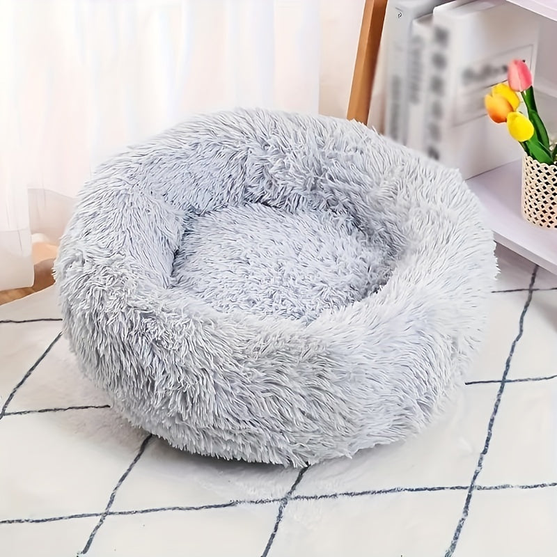 [Soft Donut Cat Bed Nest] Soft Warm Donut Cat Bed Nest, Calming Donut Cuddler Cat Bed, Comfortable And Washable Cat Cushion Nest With Non-slip Bottom Indoor Cats Christmas Gift