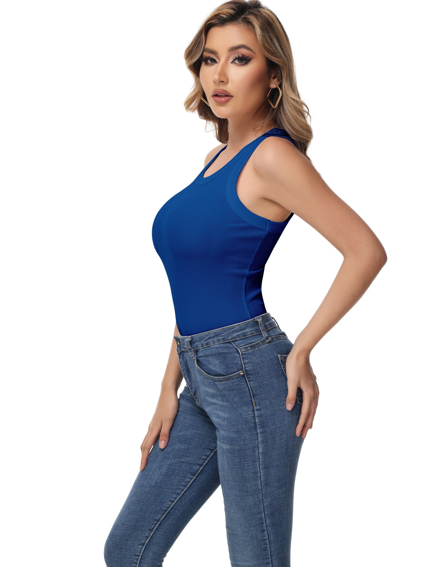 Women Sleeveless Sports Tank Top, Workout Casual Rib Basic Slim Fit Sports Tank Top, Women's Activewear for Koningsdag/King's Day