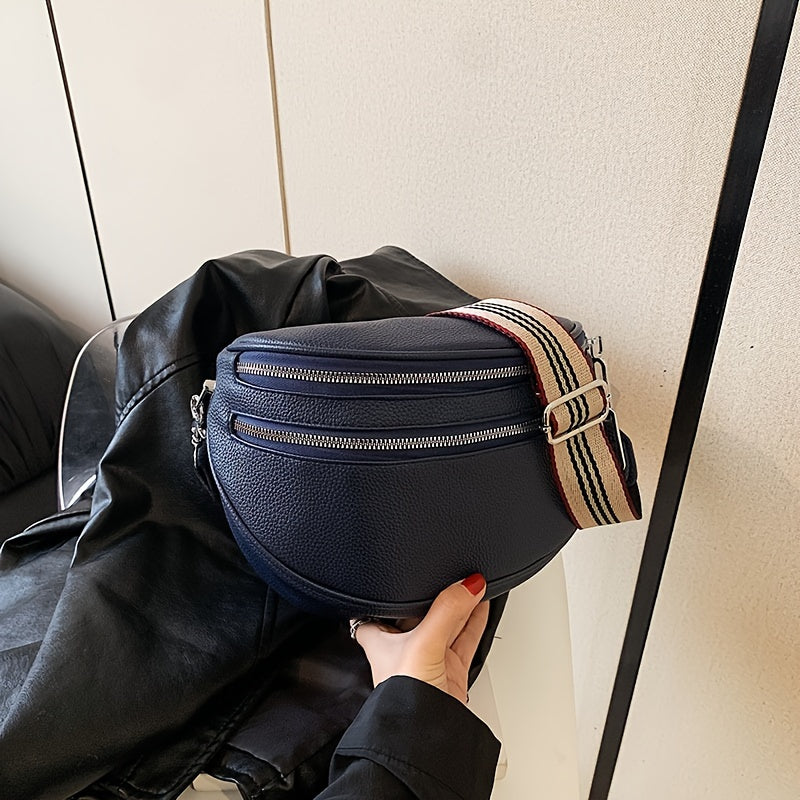 Elegant Convertible Faux Leather Bag: Chic Fanny Pack/Crossbody with Secure Zip & Adjustable Wide Strap for Stylish Women