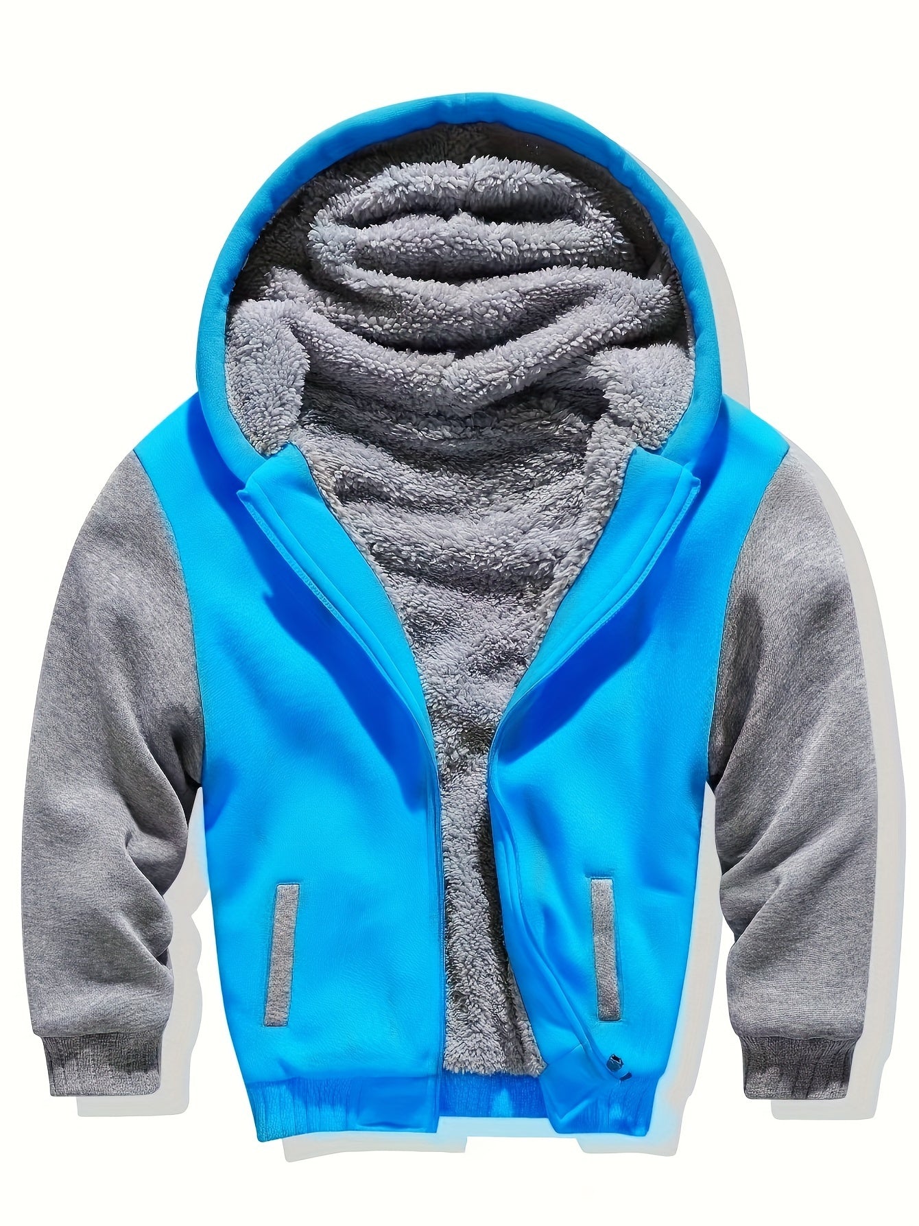 Boys Sherpa Lined Hoodie Kids Fleece Sweatshirt Full Zip Hooded Jacket